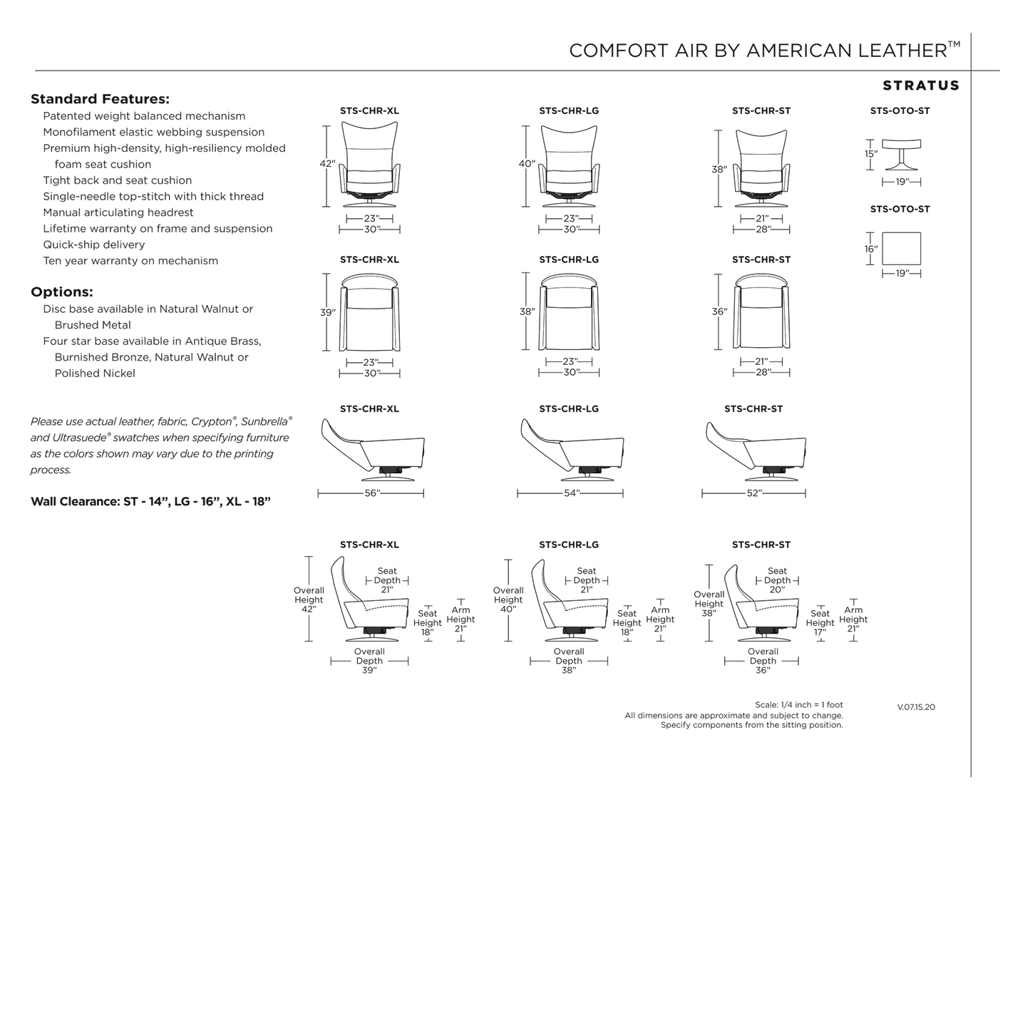 Status Spec Sheet | Comfort Air motion chair by American Leather