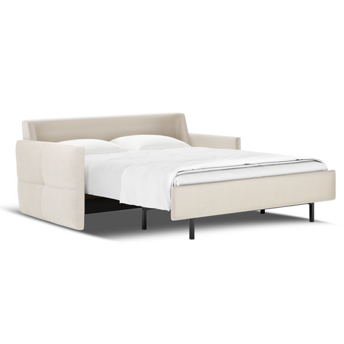 American Leather Bentley Comfort Sleeper: no bars, no springs, edge-to-edge comfort with a petite quilted track arm. Stain-resistant fabrics or leather.