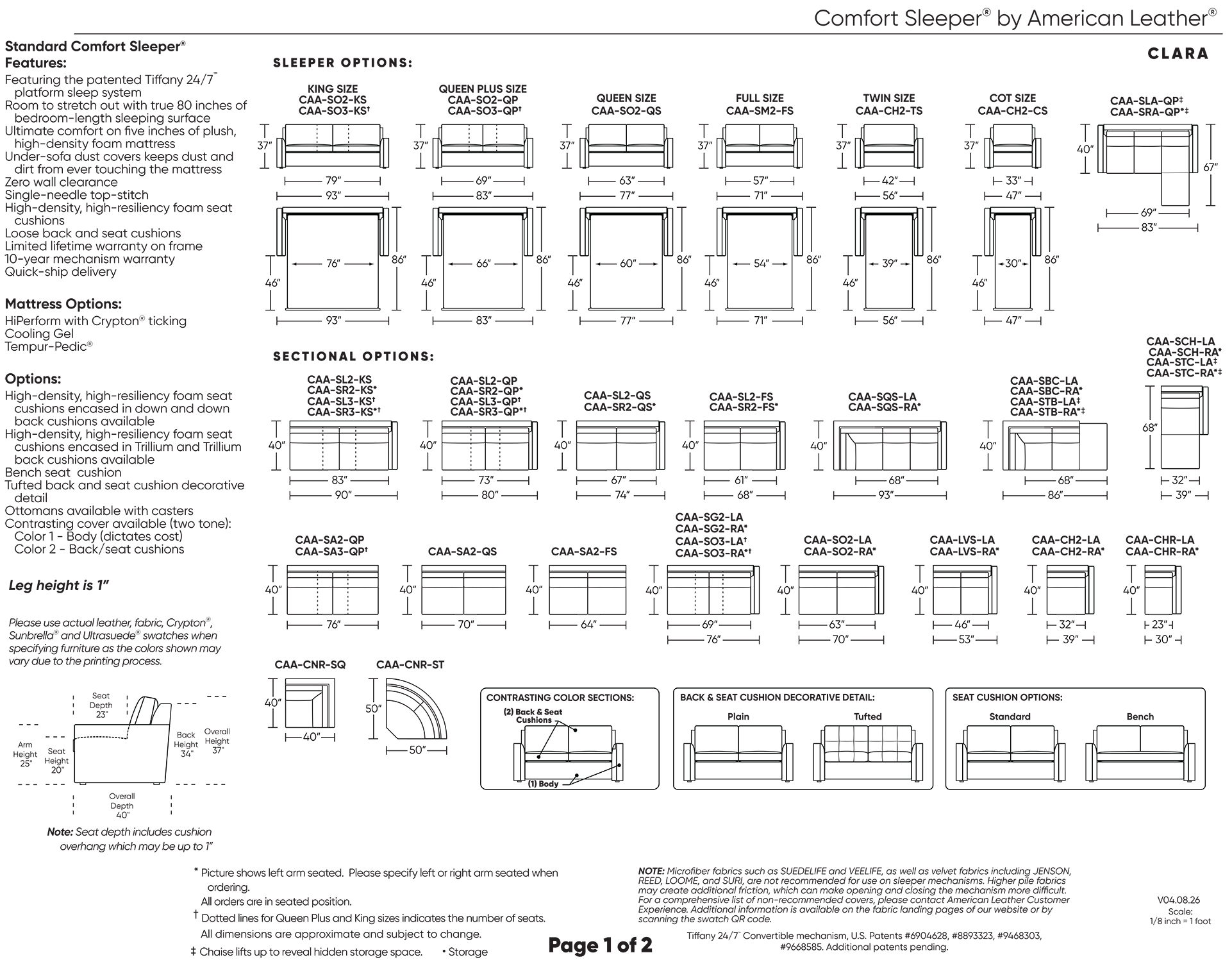 clara spec sheet