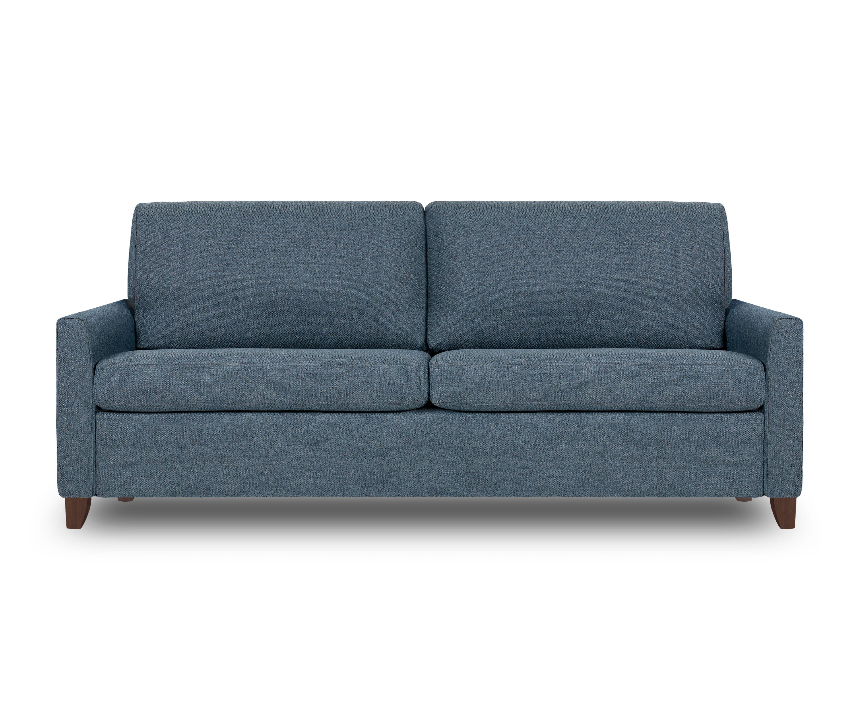 American Leather Harris Comfort Sleeper: no bars, no springs, elegant edge-to-edge comfort with a shapely high wood leg. Stain-resistant fabrics or leather.