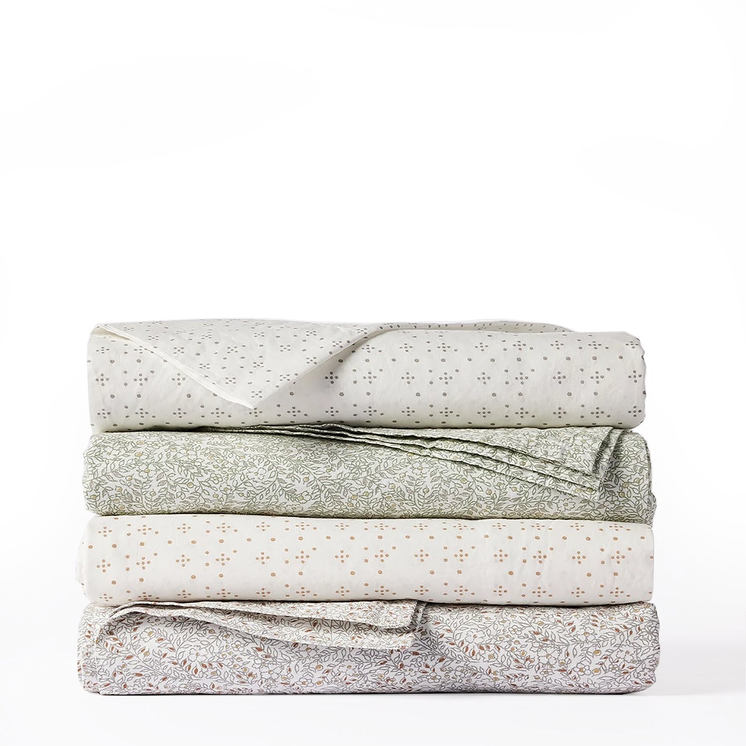 Organic Print Percale Sheets Original patterns are printed onto a soft and breathable percale, using low impact dyes that pair well with classic Coyuchi colors. The vine pattern is inspired by a Sarasa print, which is hand painted by a designer to mimic cotton blossoms, then rotary printed. Saturated accents add subtle pops of color to the neutral palettes.