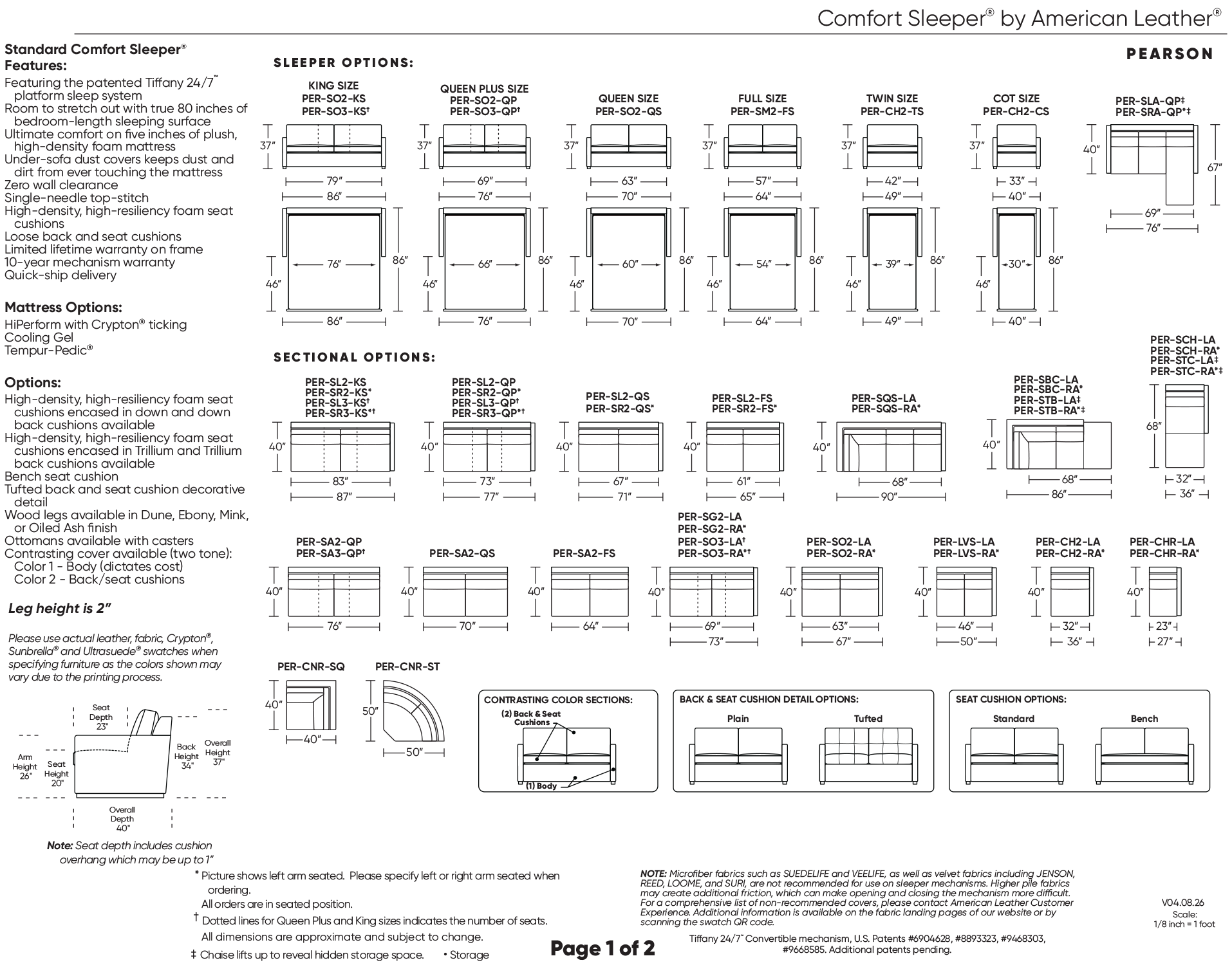 pearson  spec sheet