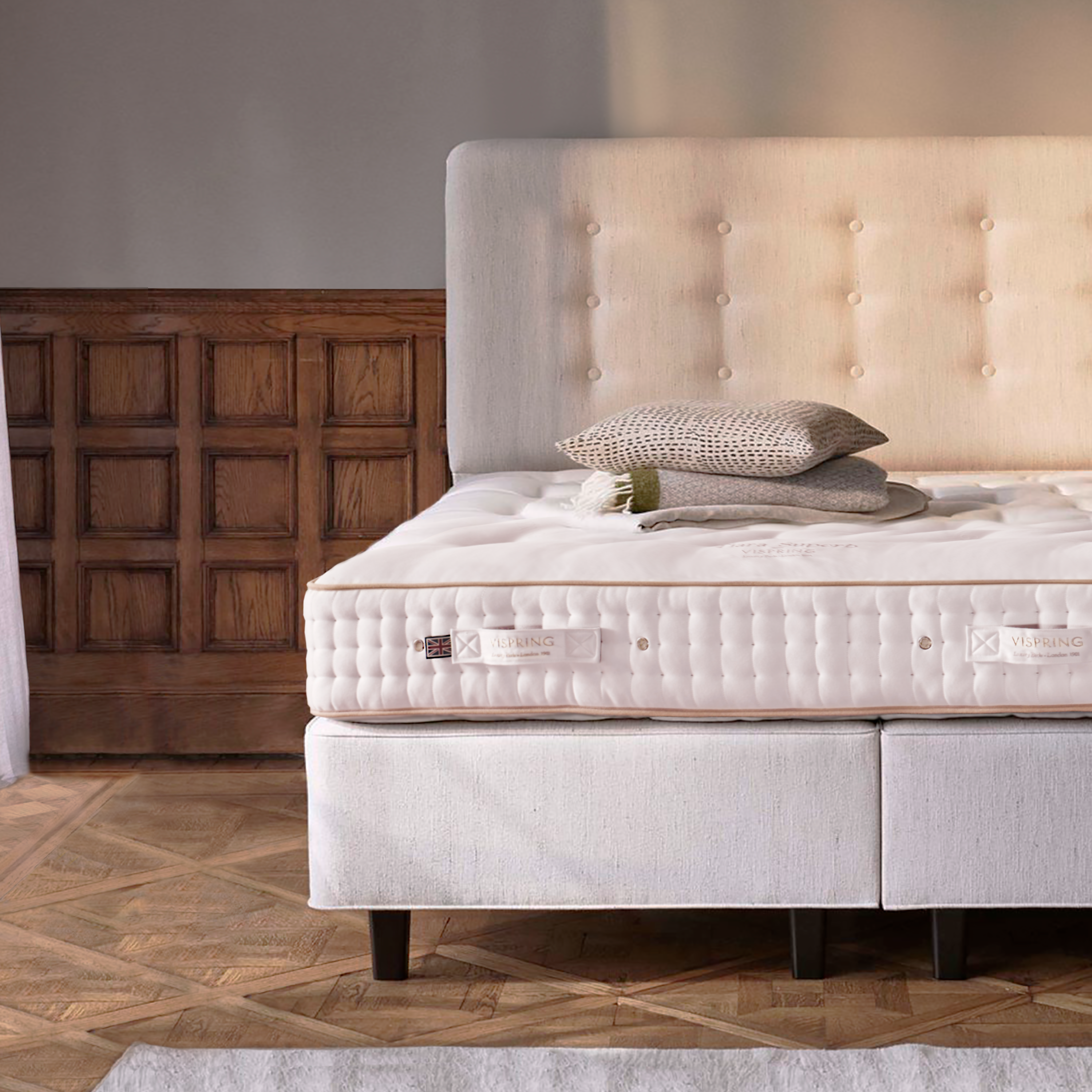 Vispring Tiara Mattress The 2,856 coil count and two-layer configuration provide exceptional conformability and resilience, and the Shetland wool and hand-teased horsetail fibers create a top layer that will give you many years of luxurious comfort.
