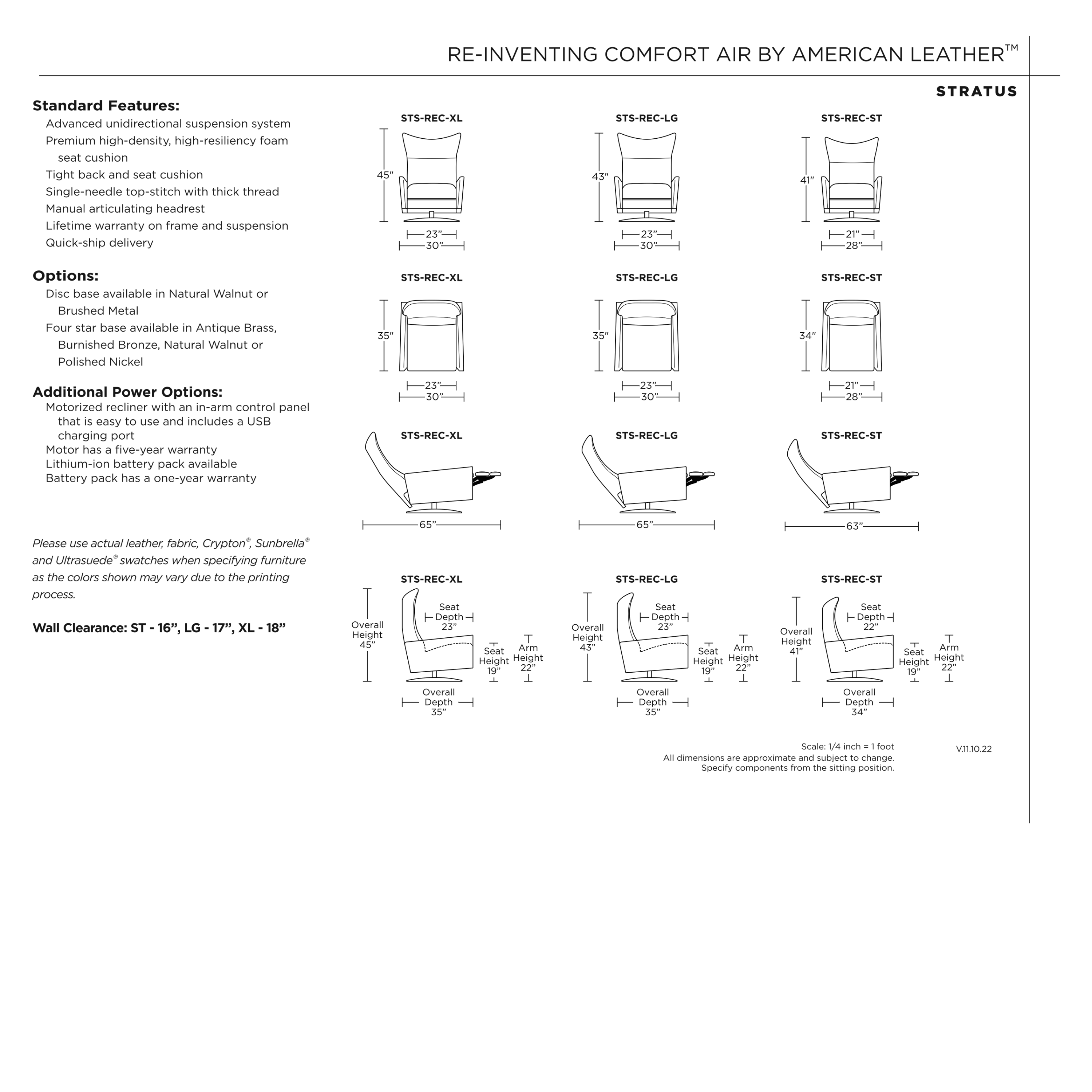 Status Spec Sheet | Comfort Air motion chair by American Leather